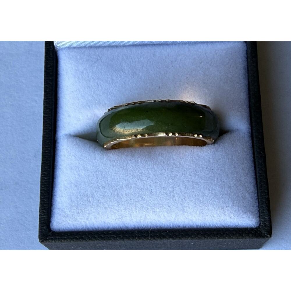 14k Solid Yellow Gold Eternity Jade Band 9.25 New Never Worn